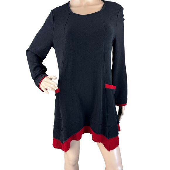 Moonlight Y&S Fashion Design Colorblock Long Sleeves Scoop Neck Shift Dress S - Picture 1 of 6